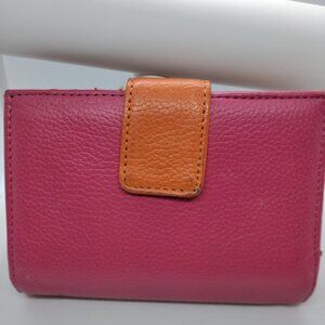 Geniune Leather Pink & Orange Wallet